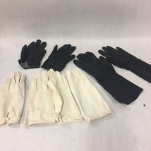 Lot of 4 pair VINTAGE gloves 1950s leather Isotoner women small nylon Arms Paris - £19.45 GBP