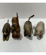 Lot of 4 Vintage Hand Carved Wooden animals: Squirrel Castor And Tow More - $19.50