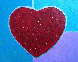 Original Heart Painting Signed Contemporary Art  Love Hearts By Carla Dancey - £17.36 GBP