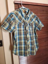 Browning XL Button Up shirt pearl snap extra large xl green blue - £10.06 GBP