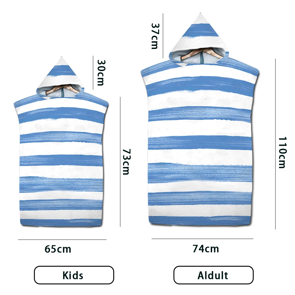 Sporting Microfiber Stripe Kids Bath Towel with Cloak Adult Beach Changing Robe  - £32.76 GBP