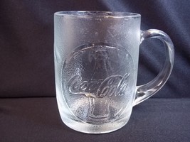Coca Cola textured glass mug embossed coke bottles 1997 10 oz - £6.84 GBP