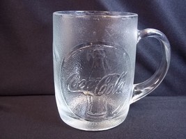 Coca Cola textured glass mug embossed coke bottles 1997 10 oz - £6.93 GBP