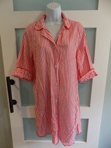 IZOD Sleepwear Red &amp; White Striped 3/4 Sleeves Nightgown Size M Women&#39;s EUC - £15.11 GBP