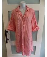 IZOD Sleepwear Red &amp; White Striped 3/4 Sleeves Nightgown Size M Women&#39;s EUC - £14.93 GBP