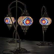 Turkish Lamp, Tiffany Lamp 2021 Mosaic Stained Glass Boho Moroccan Lantern Table - £58.33 GBP