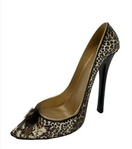 Leopard Wine Bottle Holder Stiletto Shoe Gold Black with Embellishment 8" High