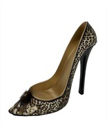 Leopard Wine Bottle Holder Stiletto Shoe Gold Black with Embellishment 8... - £27.68 GBP