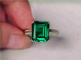 3Ct Smeraldo Taglio Verde Fidanzamento Solitario Ring 14K Finitura IN Oro Bianco - £89.66 GBP