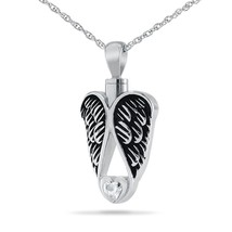 Sterling Silver Winged Heart Pendant/Necklace Funeral Cremation Urn for Ashes - £69.00 GBP