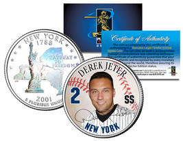 Derek Jeter New York State Quarter Colorized Us Coin With Rare Hologram On Back - £6.76 GBP
