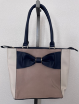 Apt. 9 Brooklyn Bow Tote Designer Beige/Cream/Black Purse Handbag Satche... - $29.69