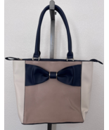Apt. 9 Brooklyn Bow Tote Designer Beige/Cream/Black Purse Handbag Satchel w/Mark - $29.69