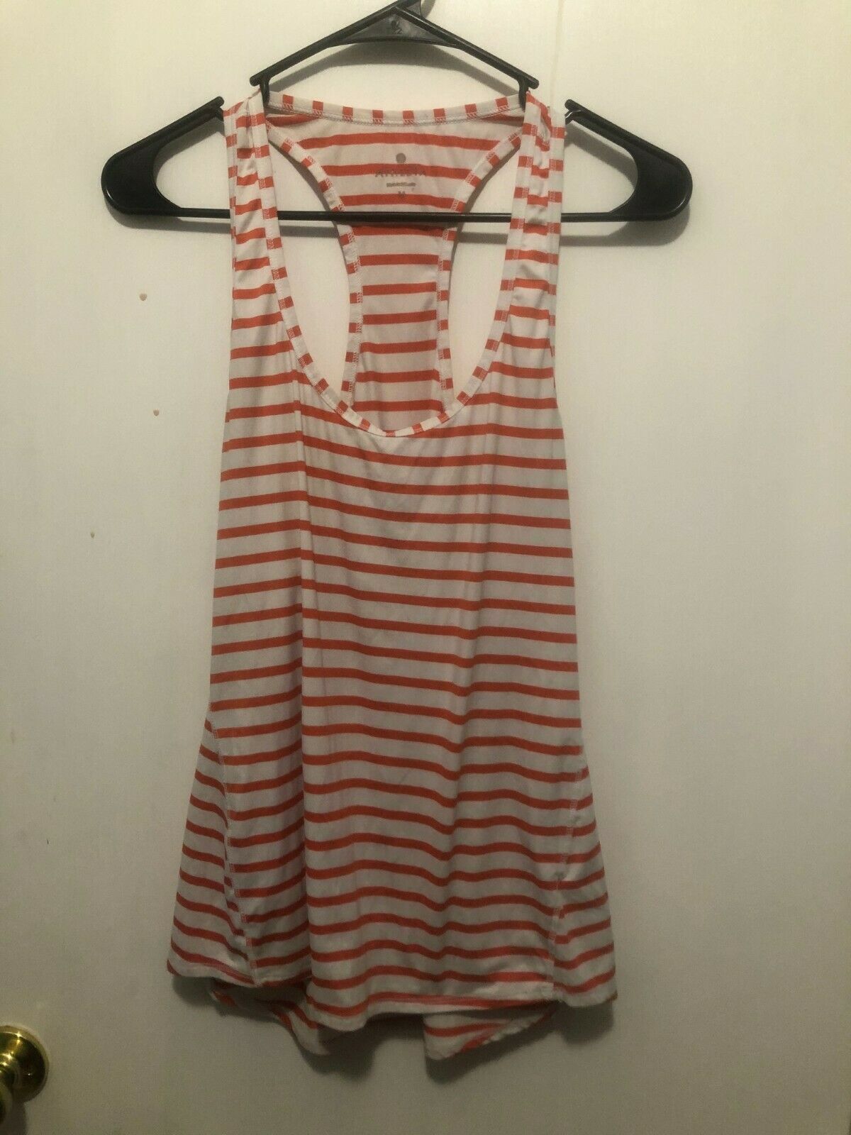 Athleta Racerback Tank Top Athletic Wear Women&#39;s SZ Medium Orange &amp; Whit... - $9.89