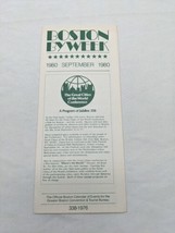Boston Byweek September 1980 Greater Boston Convention Brochure Calendar  - £28.48 GBP