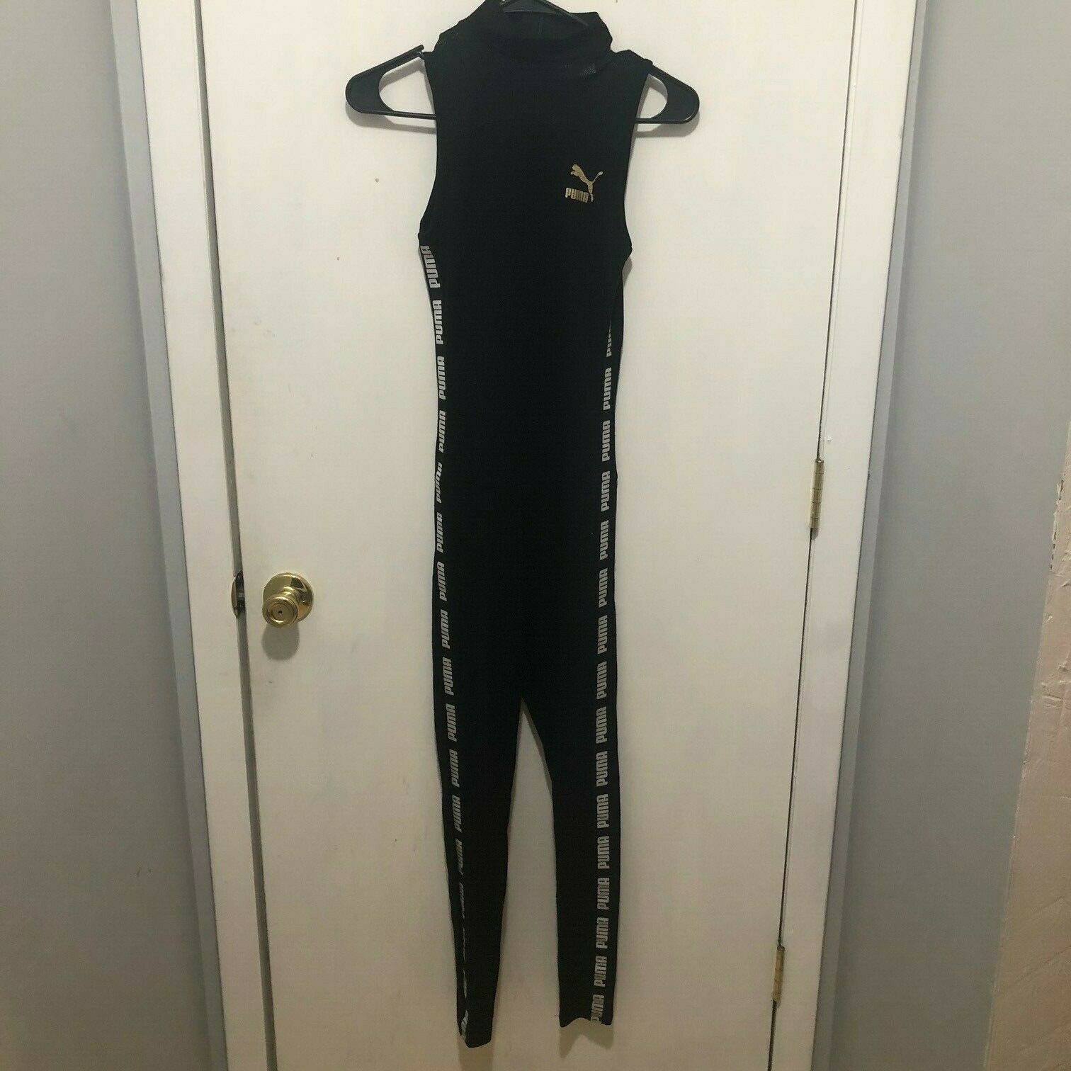 Puma Black Sleeveless Jumpsuit Spell Out Down The Side Women&#39;s SZ XS - $39.59
