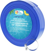 U.S. Pool Supply 1 1 2&quot; x 50&#39; Heavy Duty Blue Swimming Pool Backwash Hose with H - £44.44 GBP