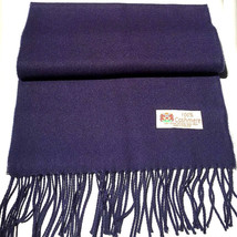 Men&#39;S Winter Scarf 100% Cashmere Solid Navy Blue Made In England Warm #1... - £15.75 GBP