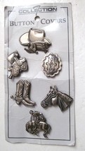 Collection 7 Silver Toned Button Covers Western Cowboy Cowgirl Set Of 6 Nwt Vtg - £22.80 GBP