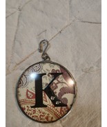 Round Large Monogram Letter &#39; K &#39; With Mirror Backside Purse Bag Charm P... - $22.41 CAD