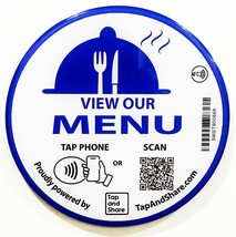 Tap and Share Large 4 Inch 10cm Contactless NFC One Touch &#39;View Our Menu&#39; Round  - £15.60 GBP+