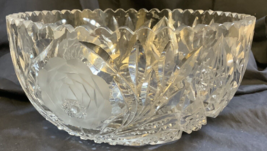 Late ABP American Brilliant Period Flower Cut Glass Serving Bowl REPAIRED - £22.37 GBP