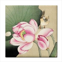 Songbird Lotus Flower Ohara Koson Japanese Art Backsplash Border Ceramic Tile - £11.97 GBP