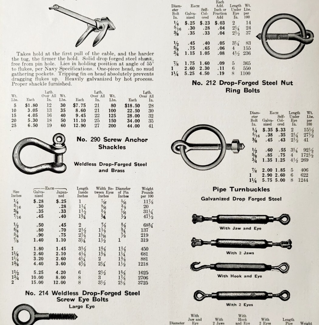 1922 Navy Anchors Ring Bolts Hardware Advertisement NT Bushnell Catalogu... - $24.99