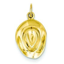 14K Yellow Gold 3D Fedora Hat Charm Polished Jewelry 21mm x 11mm - £112.83 GBP