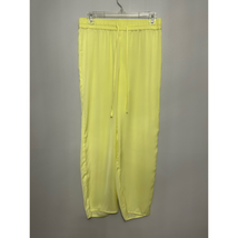 Open Edit Womens Pants Yellow Drawstring Satin Solid Casual Lounge Trave... - $25.86