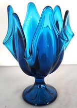 Viking Glass Epic Six Petal Blue (Bluenique) Handkerchief Vase Vintage MCM 1960 - £83.80 GBP