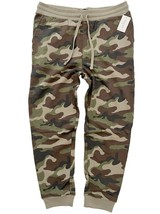 Lucky Brand L Green Camouflage Cloud Soft Suede Terry Fleece Taper Joggers - £29.35 GBP