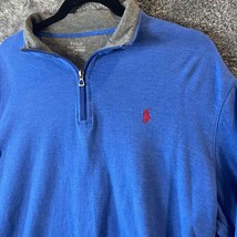 Ralph Lauren Polo Sweater Mens Large Blue Performance Red Pony Preppy 1/... - $19.83