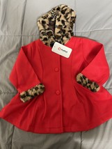 Patpat Baby Girl Red Button Up Jacket Animal Print Hoodie Accent Size 12-18m - $17.99