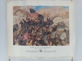 1955 Print of the 1863 1st at Vicksburg Mississippi US Army Poster 24x20 / 21-41 - £30.22 GBP