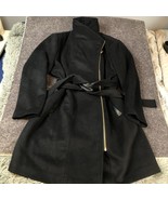 Vince Camuto Coat Women XXL Black Belted Dressy 2-Layer Jacket Wool Funn... - £43.55 GBP