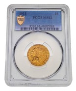 1911 G$5 Gold Indian Half Eagle Graded by PCGS as MS-62 - $1,188.00