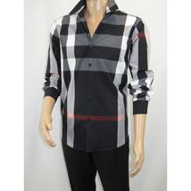 Men's Sports Shirt Clavi By Moderno Checker Plaid Long Sleeves CJLS-104 Black image 4