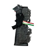Il Moro Firenze Scarf Black Houndstooth Wool Fringe Made Italy Classic P... - €14,40 EUR