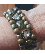 ECCENTRIC 7&quot; Antiqued Brass Crystals Bracelet - $11.88
