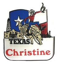 Texas Souvenir Fridge Magnet With The Name Christine - $3.68
