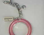 Clinique Pink 3 Lip Gloss Ring KEY CHAIN Circle Shape Logo Letter C Silv... - $13.99