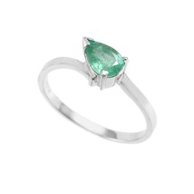 Emerald Engagement Ring 5x7 mm Pear Emerald Designer Ring Emerald Promise Ring - £32.01 GBP