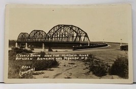 ND Liberty Bridge Over Missouri River Bismarck &amp; Mandan 1920s RPPC Postcard H3 - £9.83 GBP