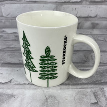 Starbucks Coffee Mug 2015 Green Pine Trees Christmas Winter Holiday 12 oz  - £11.91 GBP