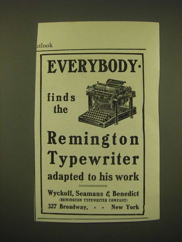 1902 Remington Typewiter Ad - Everybody finds - $18.49