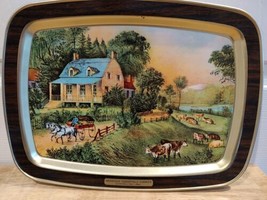 Vintage Currier and Ives American Homestead Winter Serving Tray 1868 - £9.19 GBP