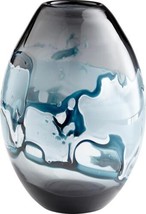 Vase Cyan Design Mescolare Contemporary Rounded White Blue Glass - £177.85 GBP