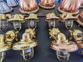 Set of 10 Pcs- Brass Nautical Sconce With Copper Shield-Set of 5 Nautica... - £880.70 GBP