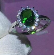 2.10Ct Imitación Verde Anillo Compromiso Diamante Esmeralda 14K Oro Blanco Baño - £97.42 GBP